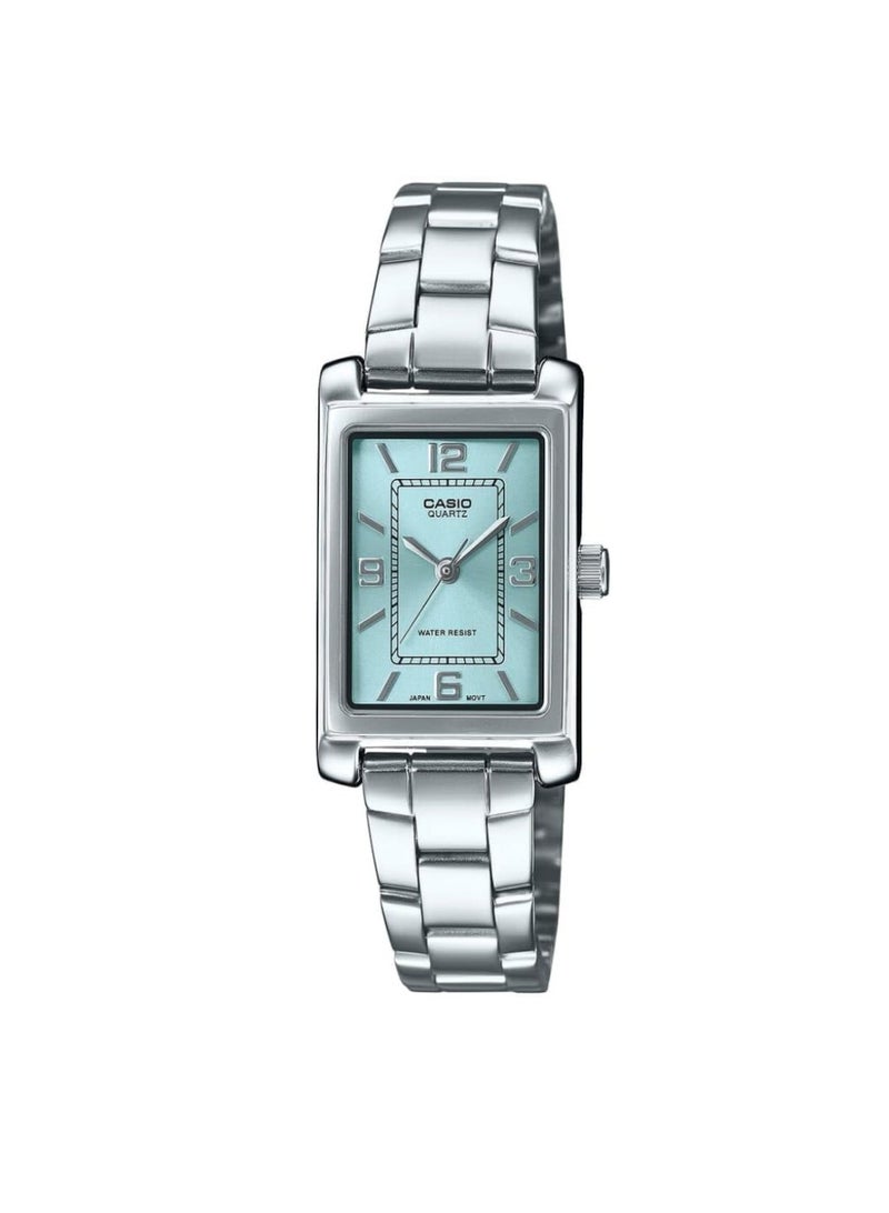 CASIO LTP-1234DD-2A Women's Analog Quartz Watch – Aqua Blue Dial, Stainless Steel Bracelet, Dress Style - Image 1